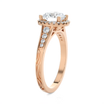 1 1/2 ctw Round Lab Grown Diamond Halo Engagement Ring