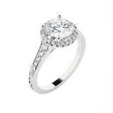 1 1/2 ctw Round Lab Grown Diamond Halo Engagement Ring
