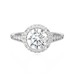 1 1/2 ctw Round Lab Grown Diamond Halo Engagement Ring