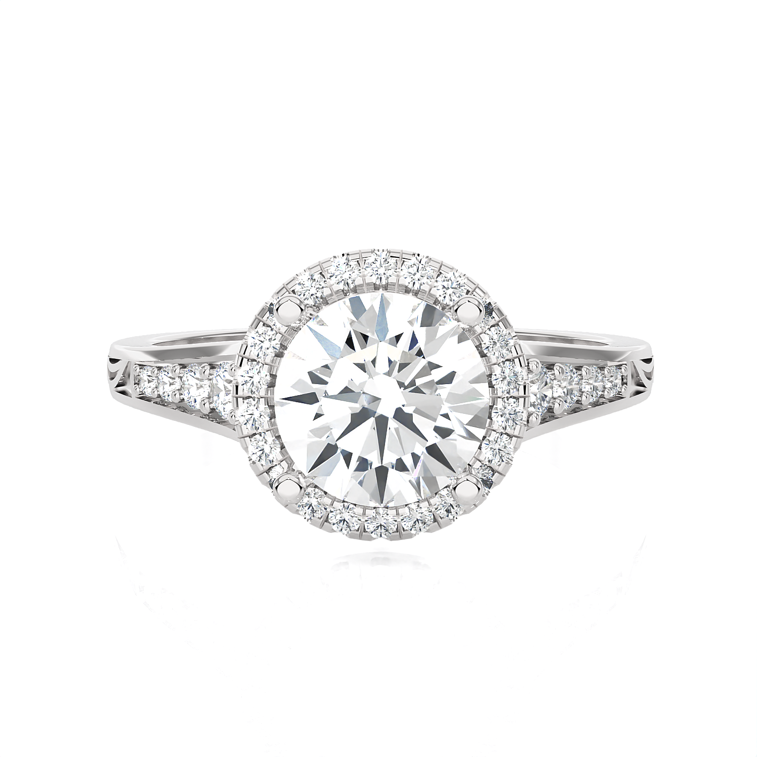 1 1/2 ctw Round Lab Grown Diamond Halo Engagement Ring
