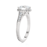 1 1/2 ctw Round Lab Grown Diamond Halo Engagement Ring