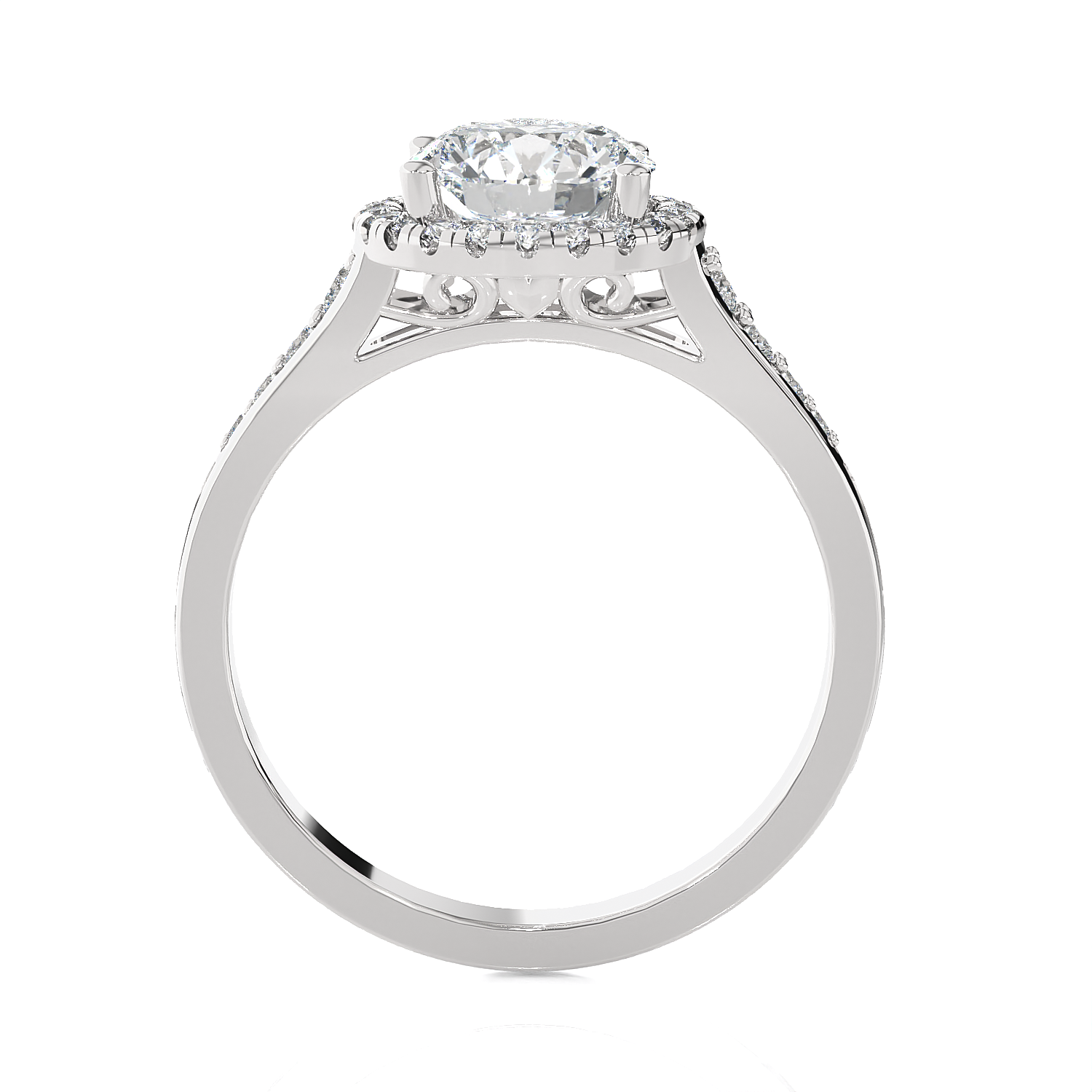 1 1/2 ctw Round Lab Grown Diamond Halo Engagement Ring