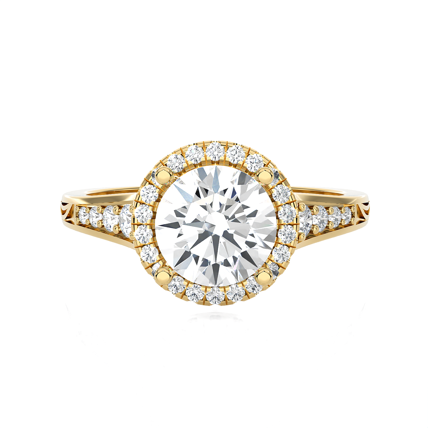 1 1/2 ctw Round Lab Grown Diamond Halo Engagement Ring