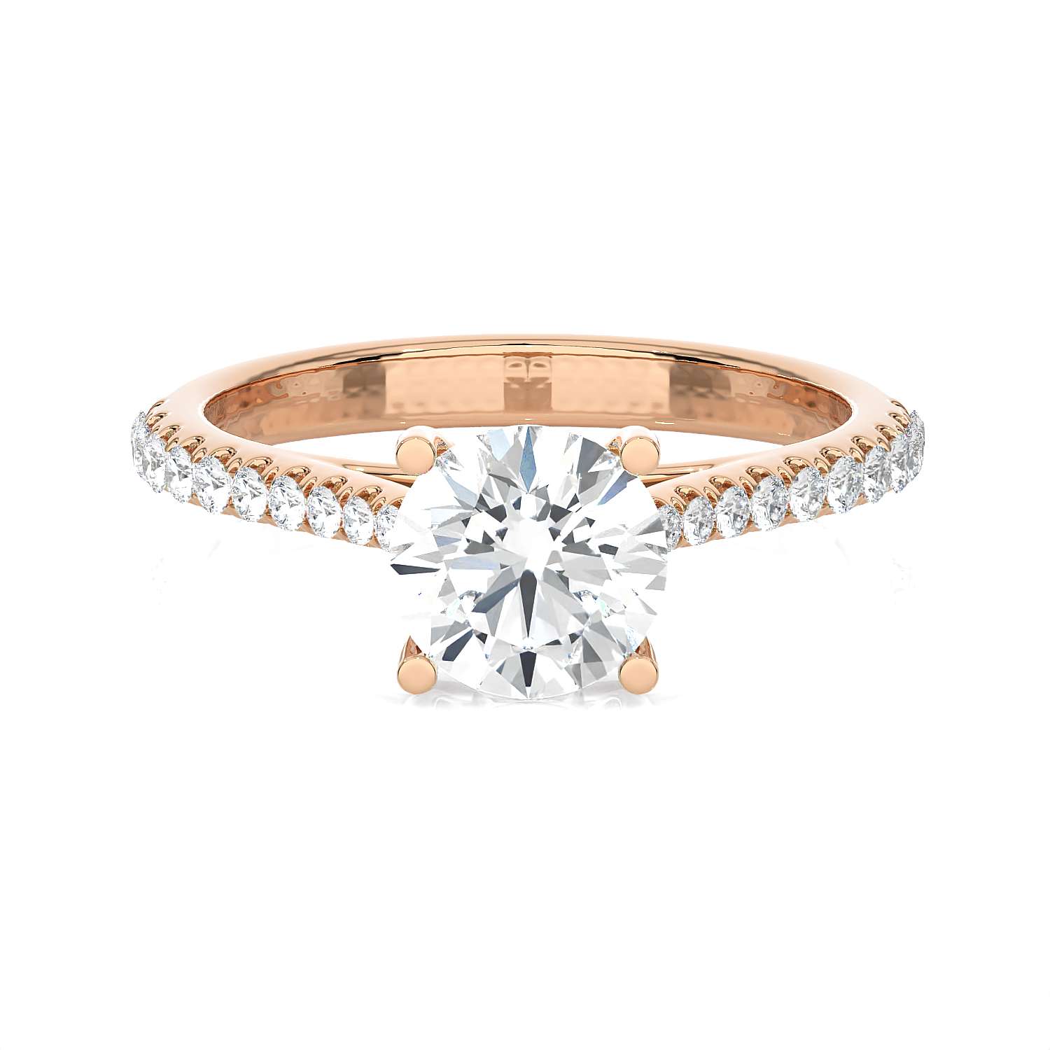 Round Lab Grown Diamond Side Stone Engagement Ring
