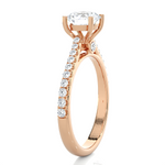 Round Lab Grown Diamond Side Stone Engagement Ring