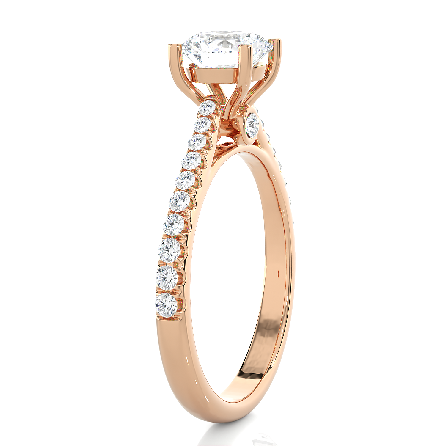 Round Lab Grown Diamond Side Stone Engagement Ring