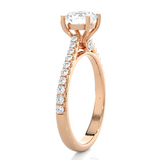 Round Lab Grown Diamond Side Stone Engagement Ring