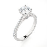 Round Lab Grown Diamond Side Stone Engagement Ring