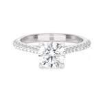 Round Lab Grown Diamond Side Stone Engagement Ring