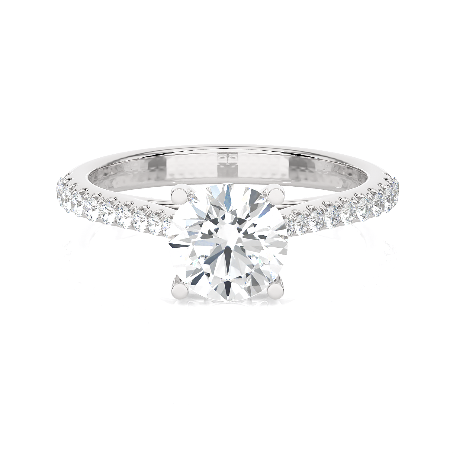 Round Lab Grown Diamond Side Stone Engagement Ring