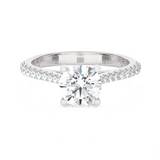 Round Lab Grown Diamond Side Stone Engagement Ring