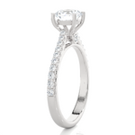 Round Lab Grown Diamond Side Stone Engagement Ring