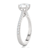 Round Lab Grown Diamond Side Stone Engagement Ring
