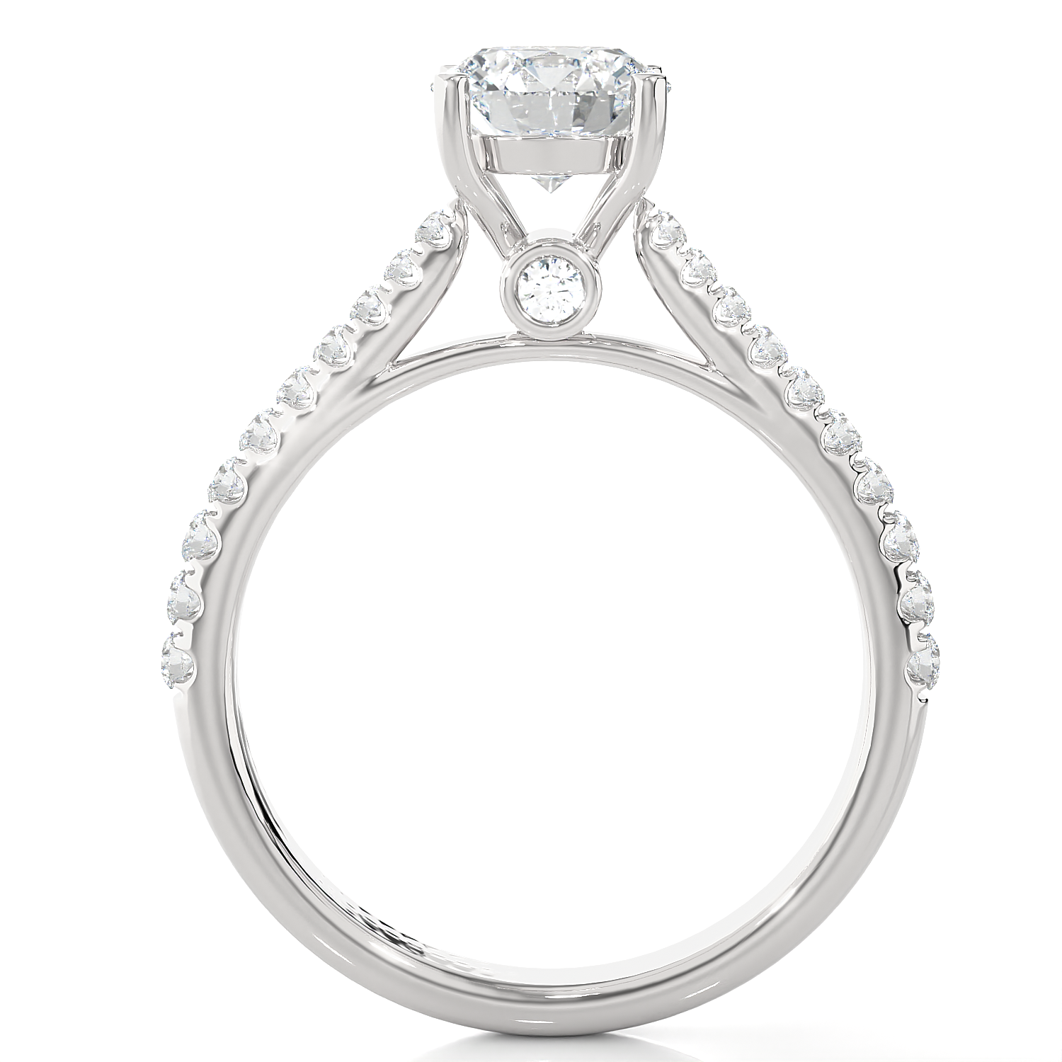 Round Lab Grown Diamond Side Stone Engagement Ring