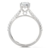 Round Lab Grown Diamond Side Stone Engagement Ring
