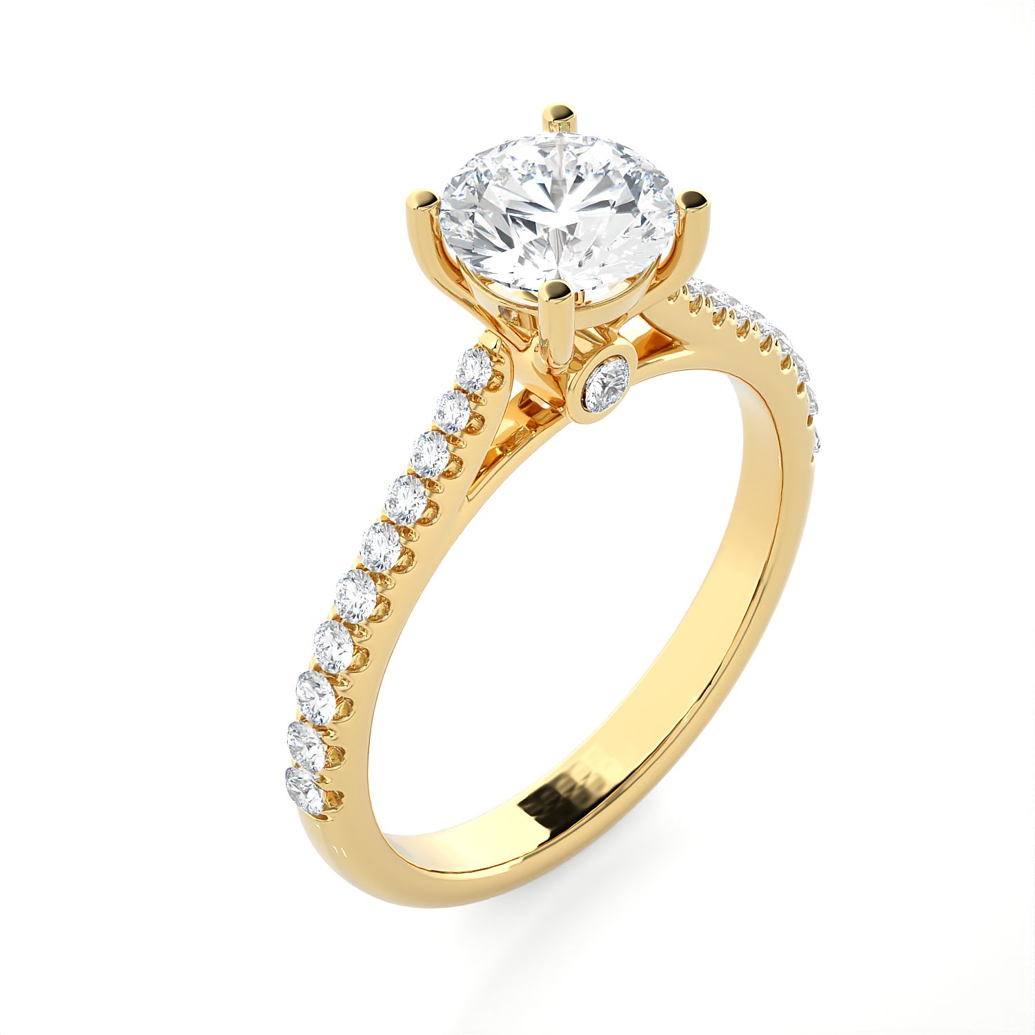 Round Lab Grown Diamond Side Stone Engagement Ring