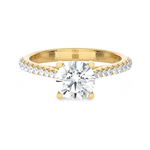 Round Lab Grown Diamond Side Stone Engagement Ring