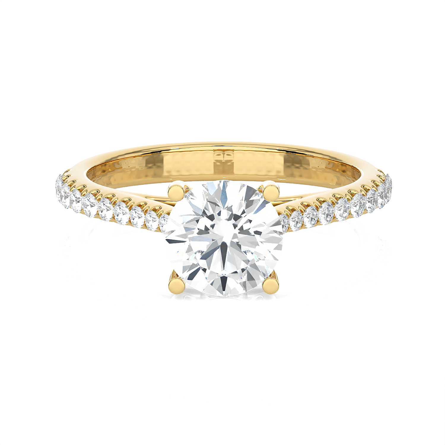 Round Lab Grown Diamond Side Stone Engagement Ring