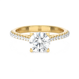 Round Lab Grown Diamond Side Stone Engagement Ring