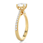 Round Lab Grown Diamond Side Stone Engagement Ring