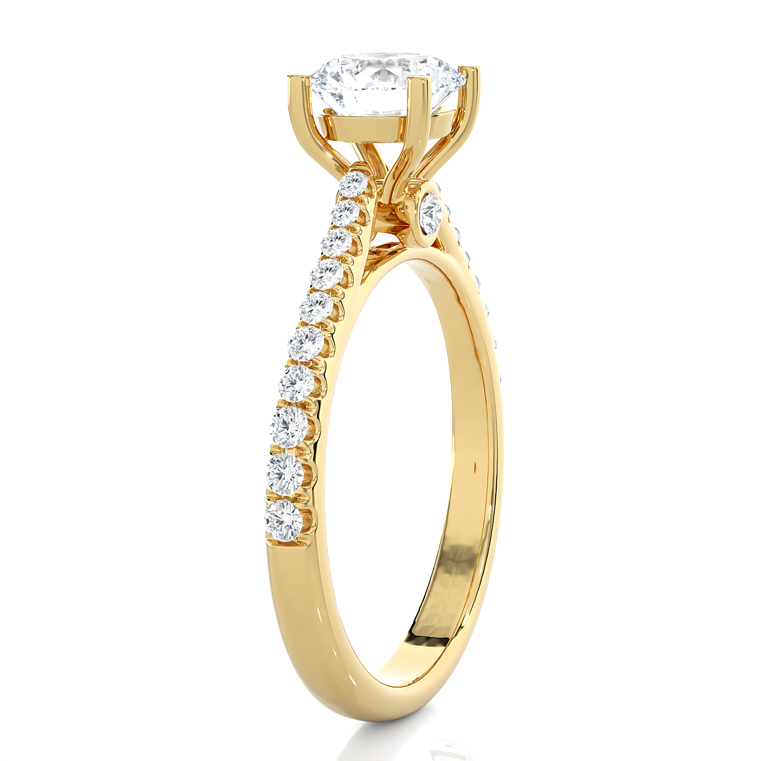 Round Lab Grown Diamond Side Stone Engagement Ring