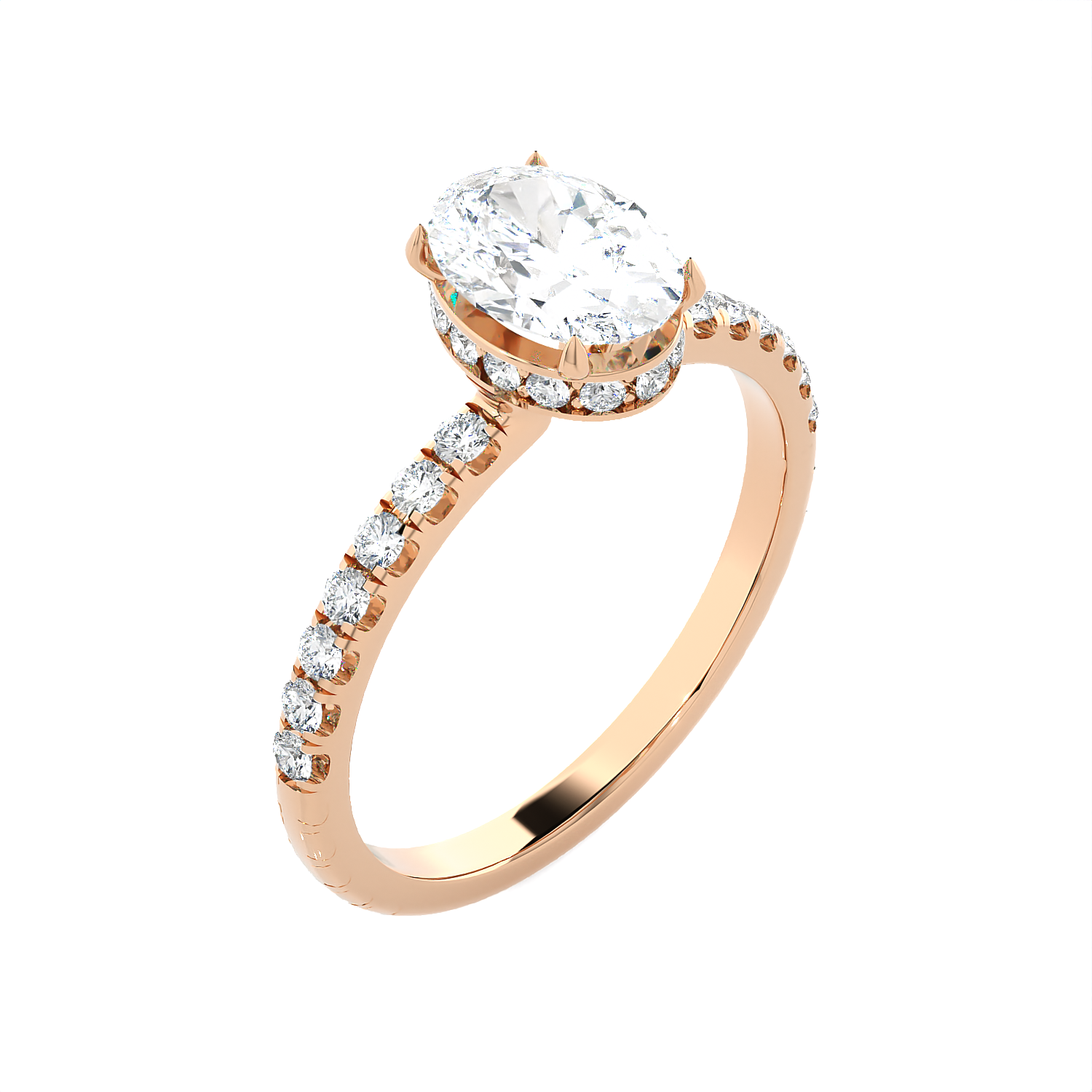 1 3/8 ctw Oval Lab Grown Diamond Side Stone Engagement Ring