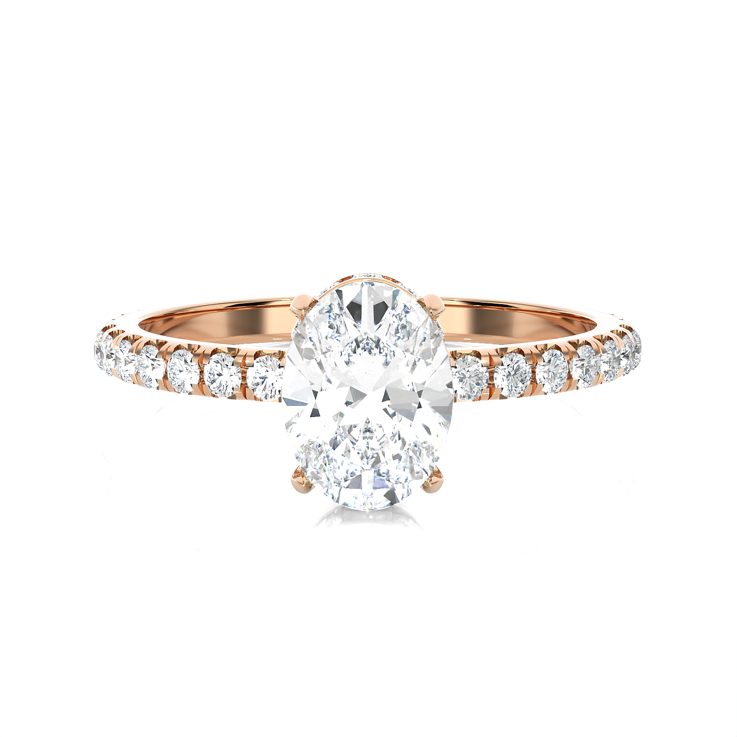 1 3/8 ctw Oval Lab Grown Diamond Side Stone Engagement Ring
