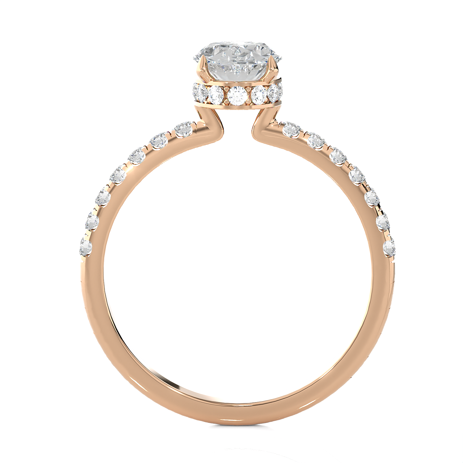 1 3/8 ctw Oval Lab Grown Diamond Side Stone Engagement Ring