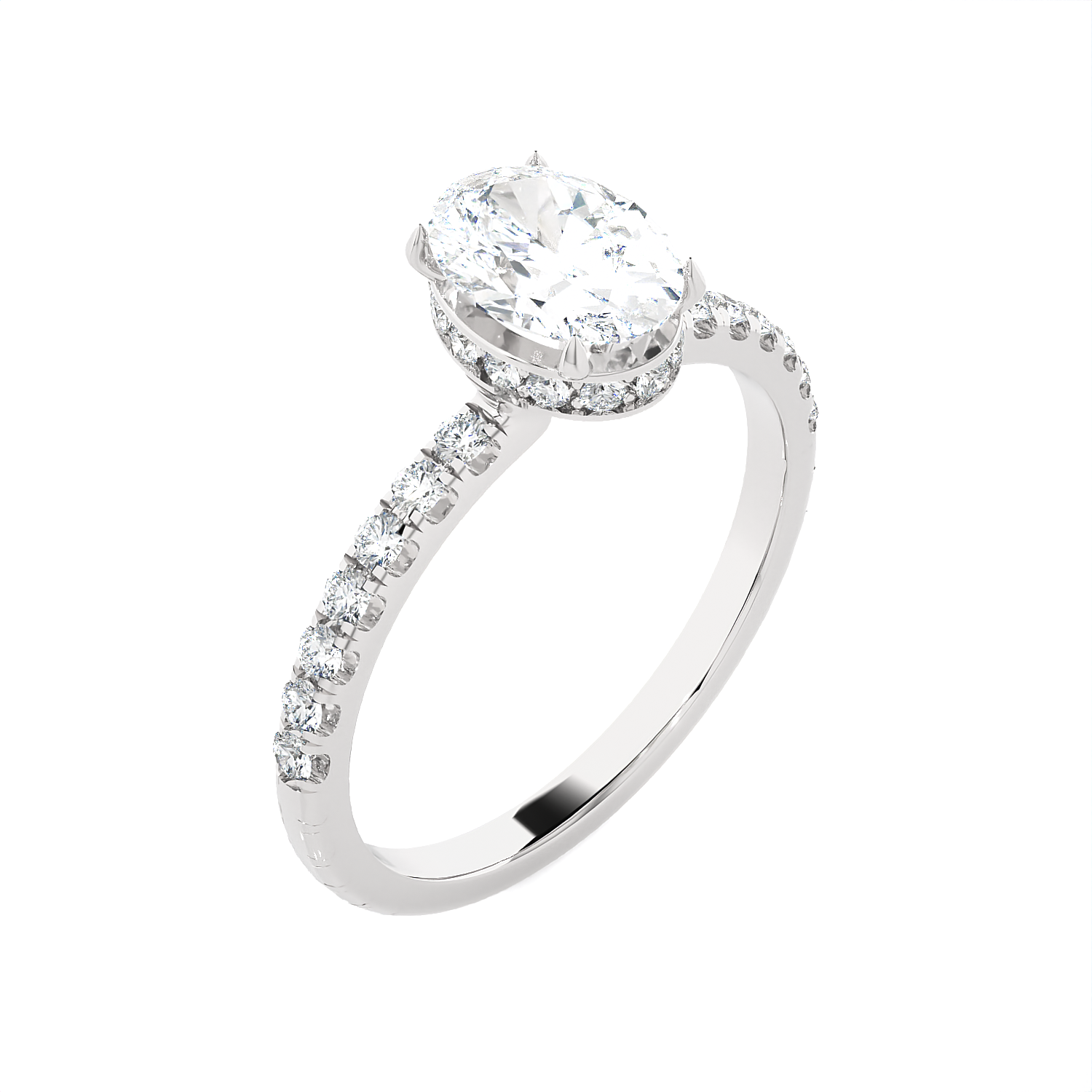 1 3/8 ctw Oval Lab Grown Diamond Side Stone Engagement Ring