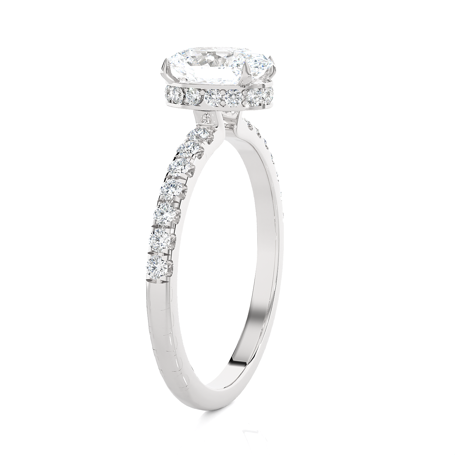 1 3/8 ctw Oval Lab Grown Diamond Side Stone Engagement Ring