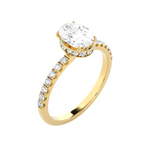 1 3/8 ctw Oval Lab Grown Diamond Side Stone Engagement Ring