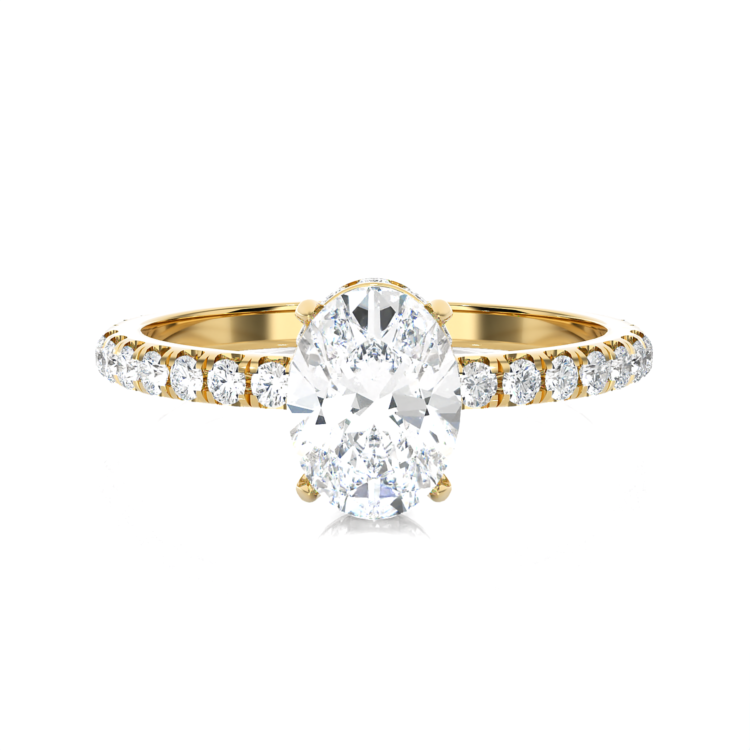 1 3/8 ctw Oval Lab Grown Diamond Side Stone Engagement Ring