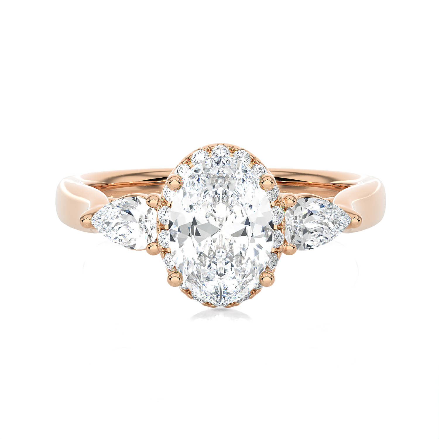 1 7/8 ctw Oval Lab Grown Diamond Side Stone Engagement Ring