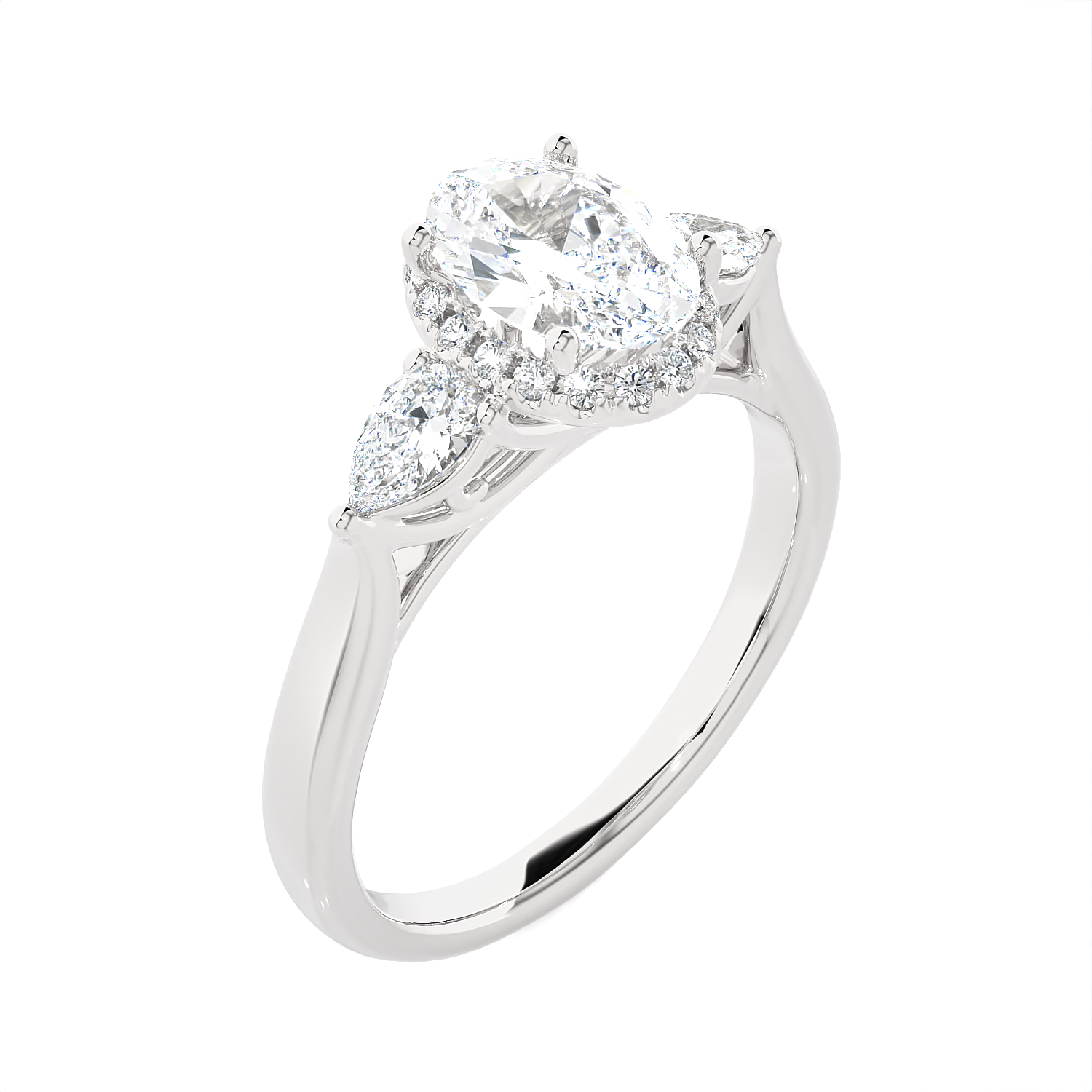 1 7/8 ctw Oval Lab Grown Diamond Side Stone Engagement Ring