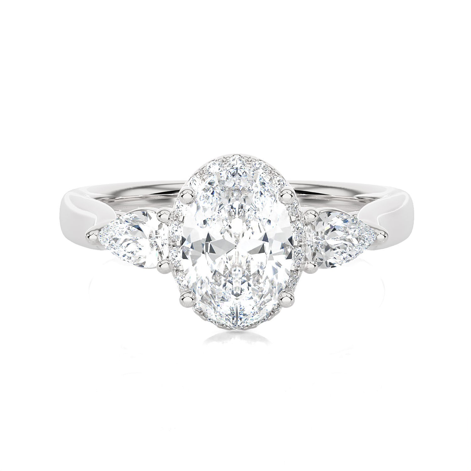 1 7/8 ctw Oval Lab Grown Diamond Side Stone Engagement Ring