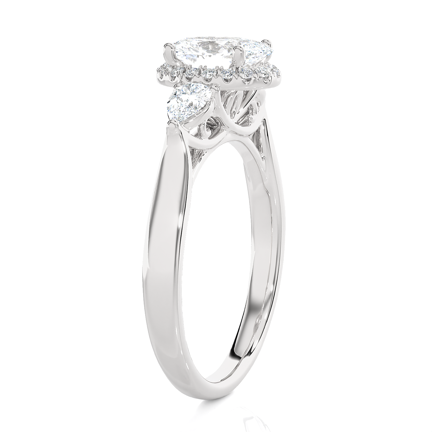 1 7/8 ctw Oval Lab Grown Diamond Side Stone Engagement Ring