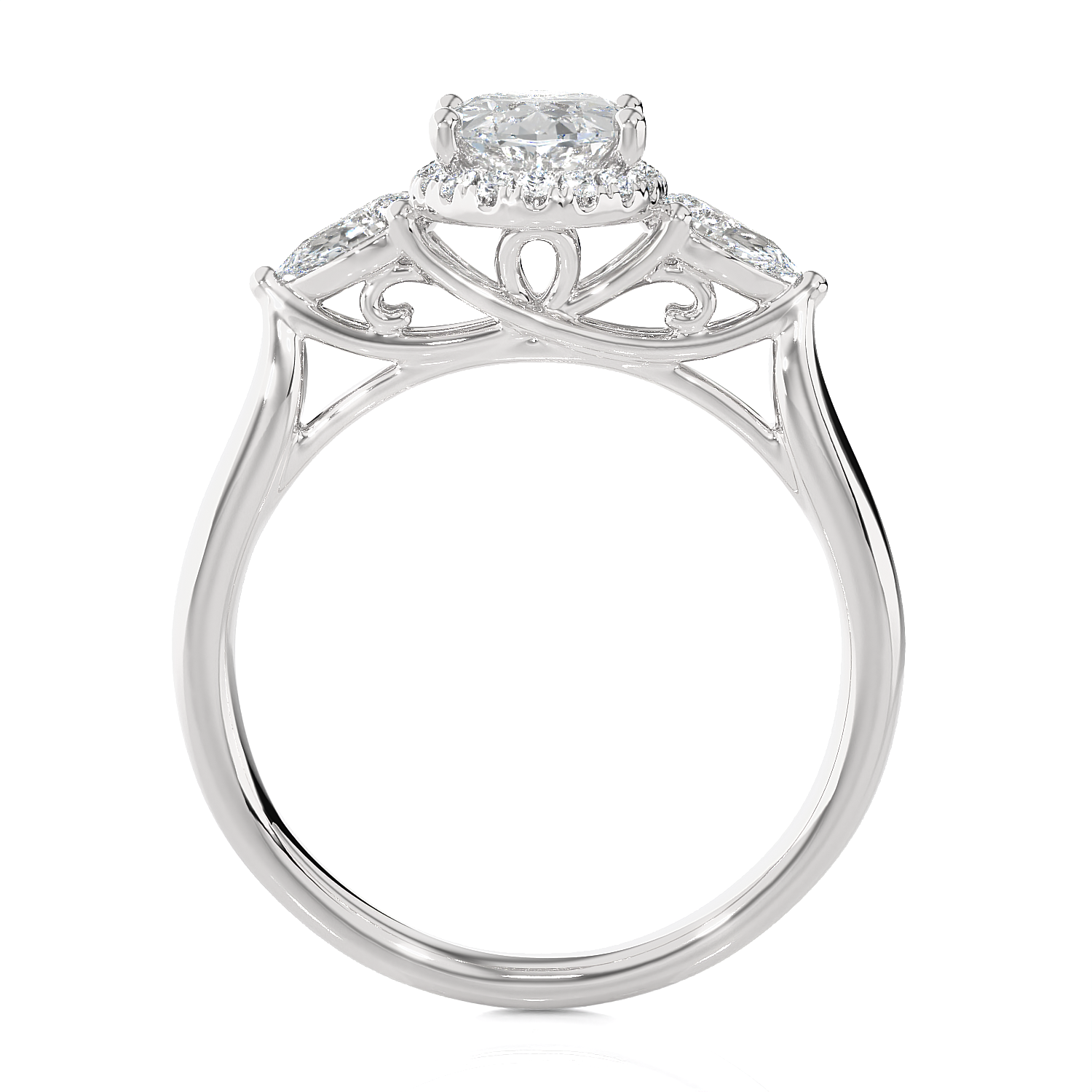 1 7/8 ctw Oval Lab Grown Diamond Side Stone Engagement Ring