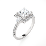 Princess-Cut Lab Grown Diamond Halo Engagement Ring