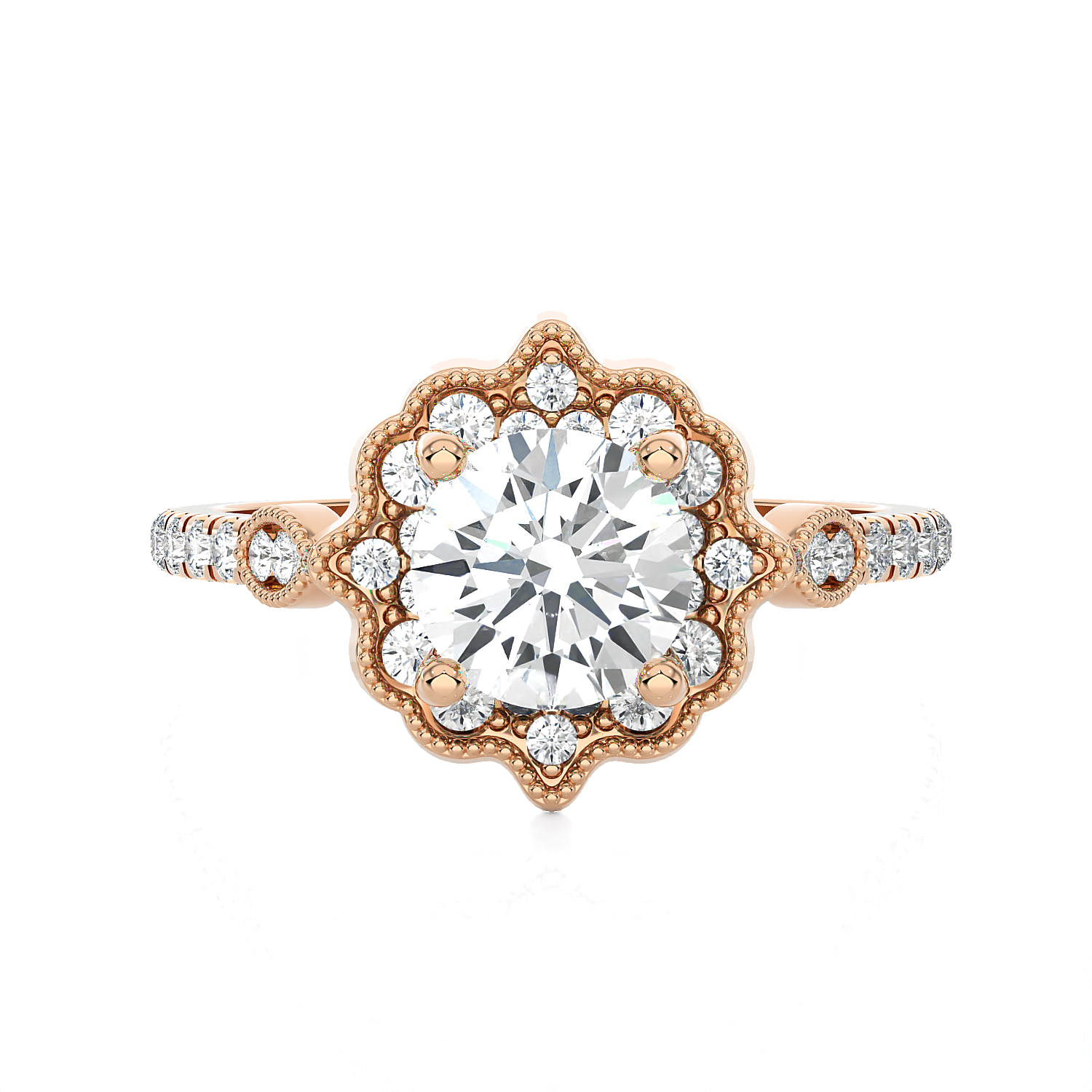 1 1/3 ctw Round Lab Grown Diamond Halo Engagement Ring