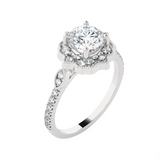 1 1/3 ctw Round Lab Grown Diamond Halo Engagement Ring