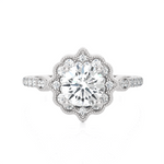 1 1/3 ctw Round Lab Grown Diamond Halo Engagement Ring