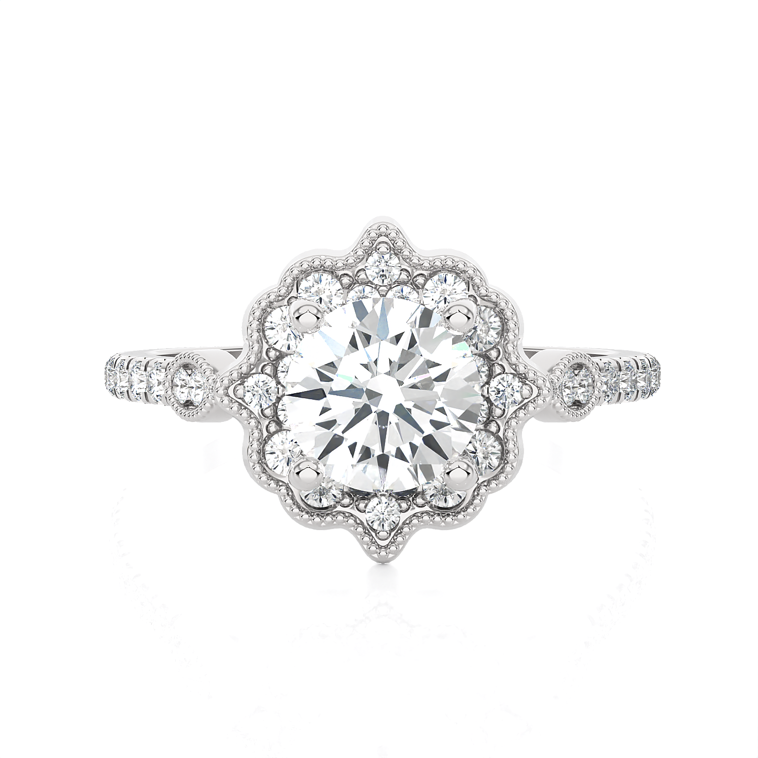 1 1/3 ctw Round Lab Grown Diamond Halo Engagement Ring