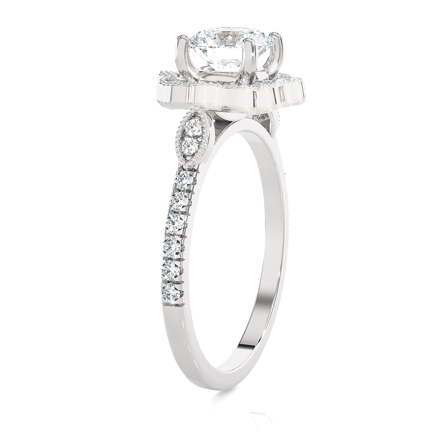 1 1/3 ctw Round Lab Grown Diamond Halo Engagement Ring