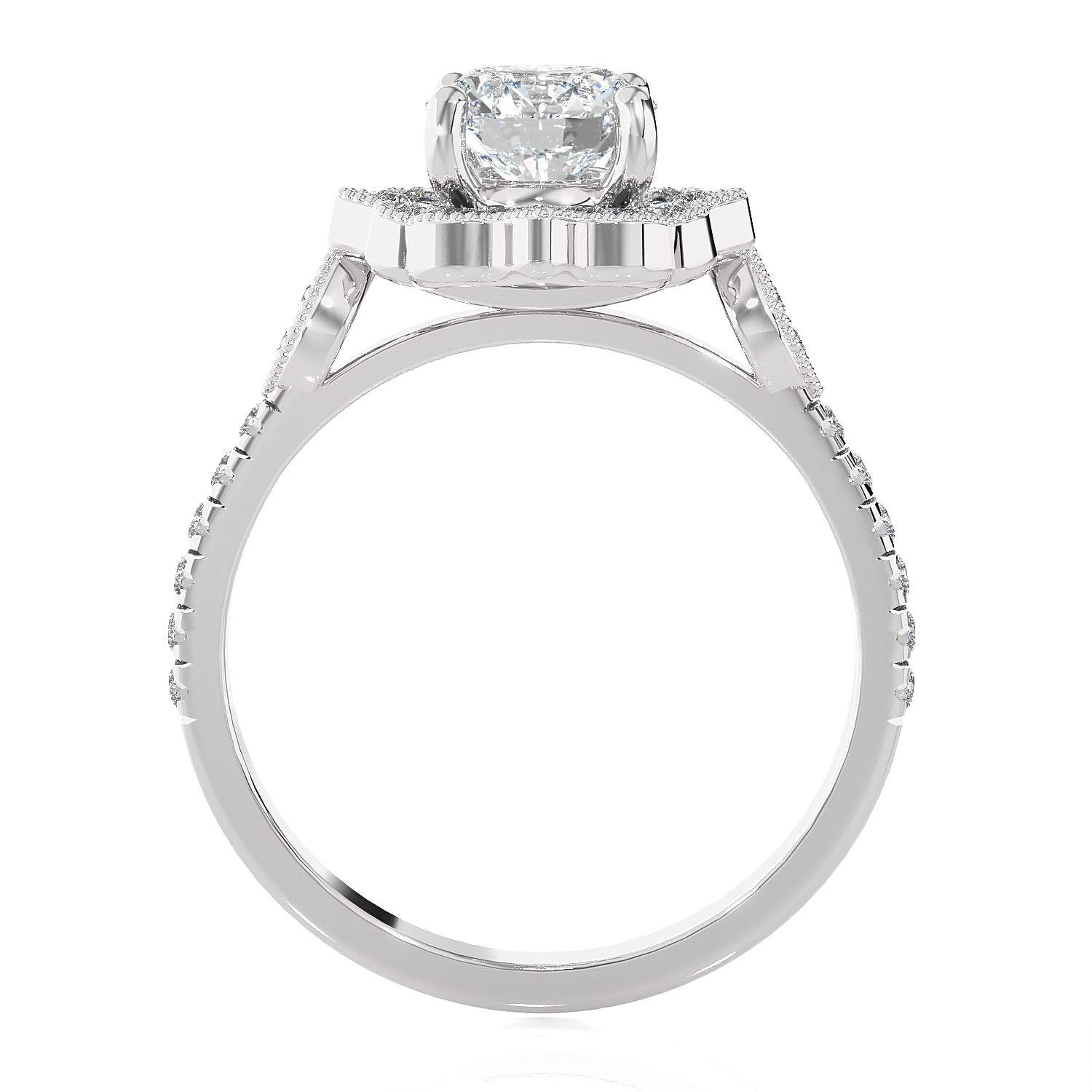 1 1/3 ctw Round Lab Grown Diamond Halo Engagement Ring