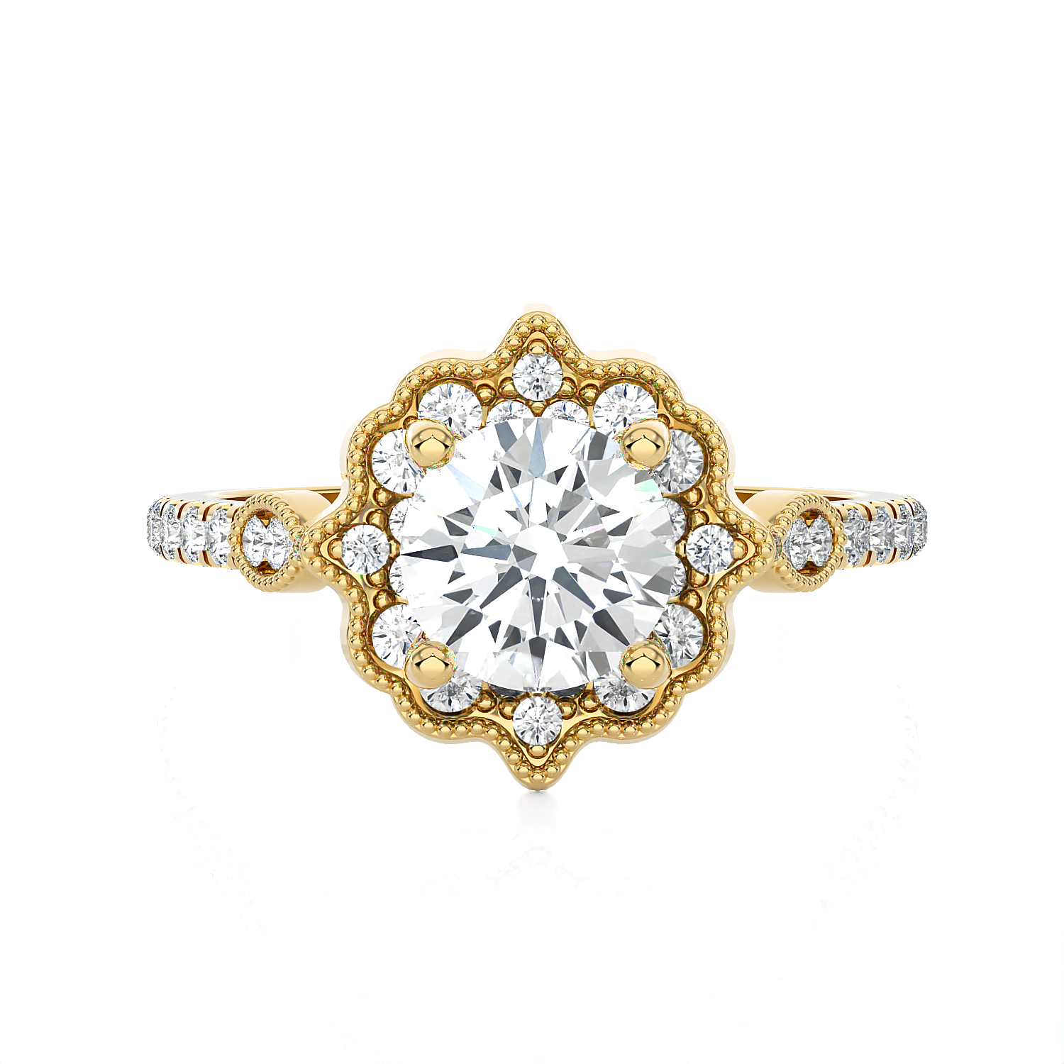 1 1/3 ctw Round Lab Grown Diamond Halo Engagement Ring