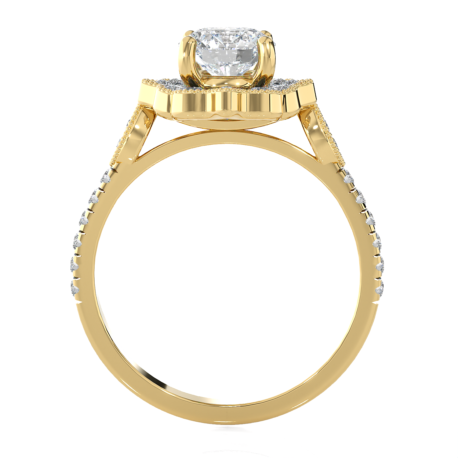 1 1/3 ctw Round Lab Grown Diamond Halo Engagement Ring