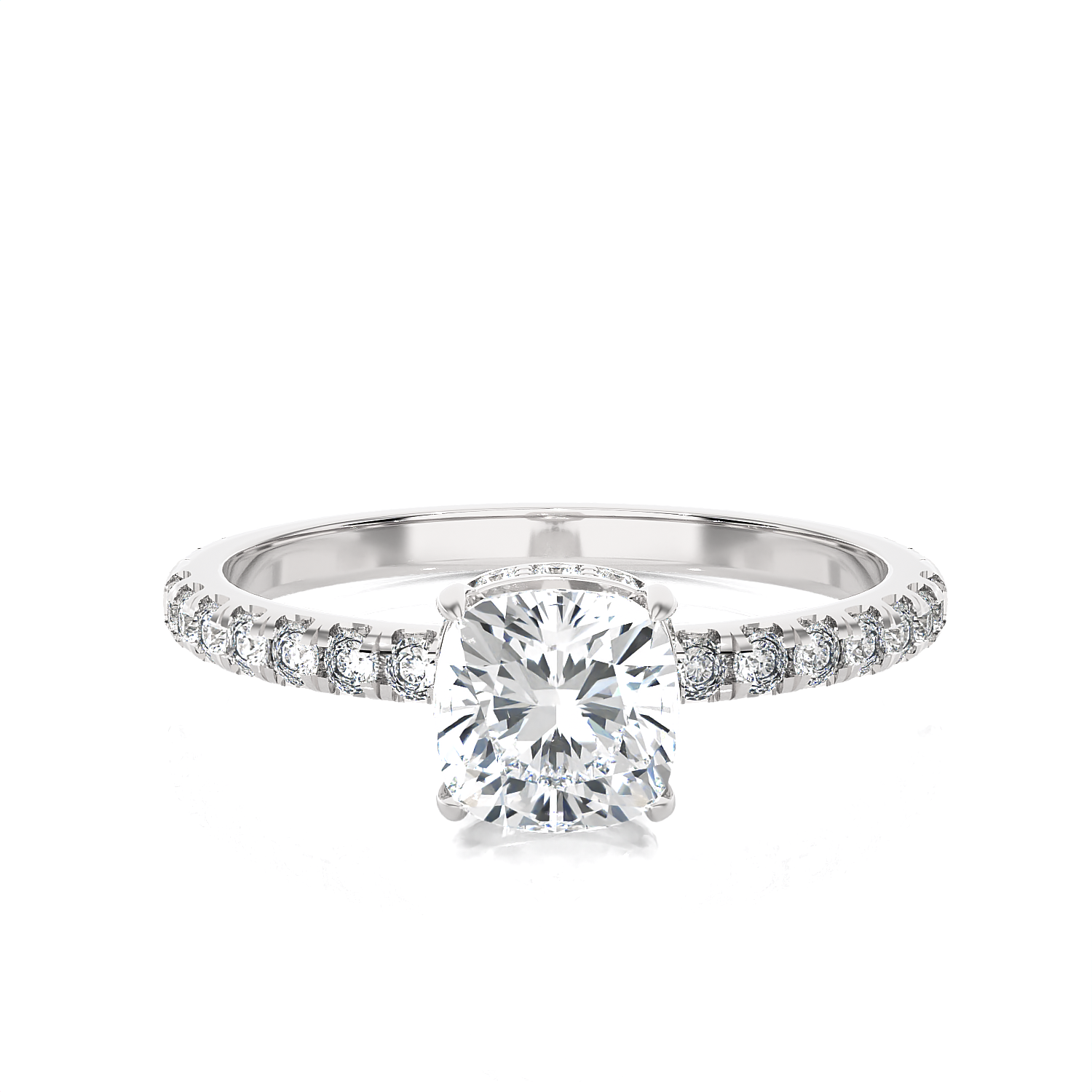 1 3/8 ctw Princess-Cut Lab Grown Diamond Side Stone Engagement Ring