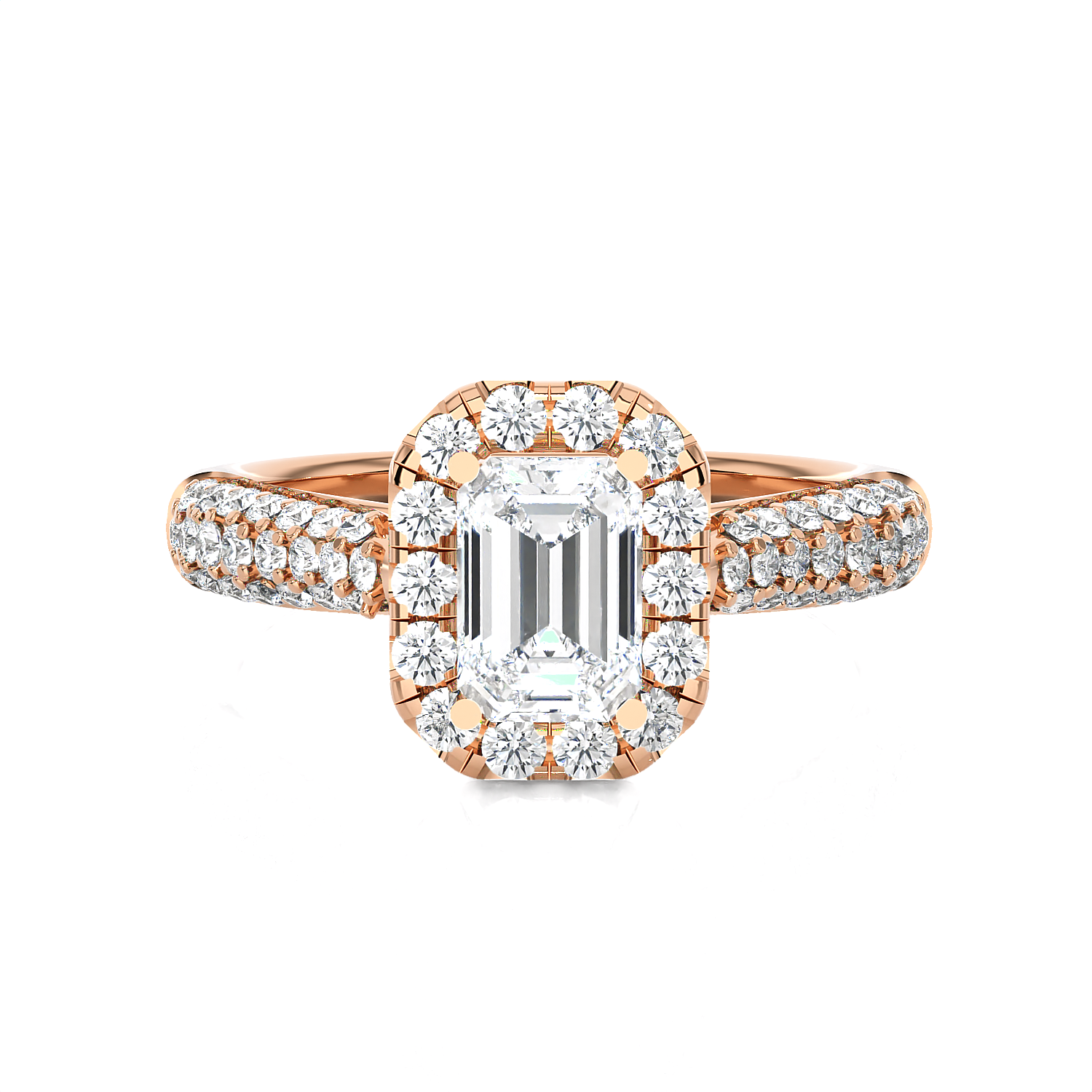 2 1/2 ctw Emerald-Cut Lab Grown Diamond Halo Engagement Ring