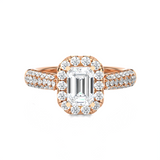 2 1/2 ctw Emerald-Cut Lab Grown Diamond Halo Engagement Ring