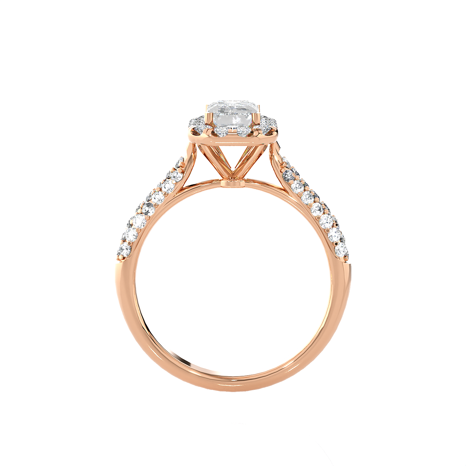2 1/2 ctw Emerald-Cut Lab Grown Diamond Halo Engagement Ring